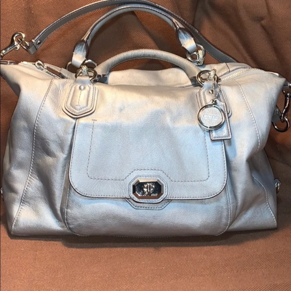 Coach Silver Metallic leather shoulder/satchel bag